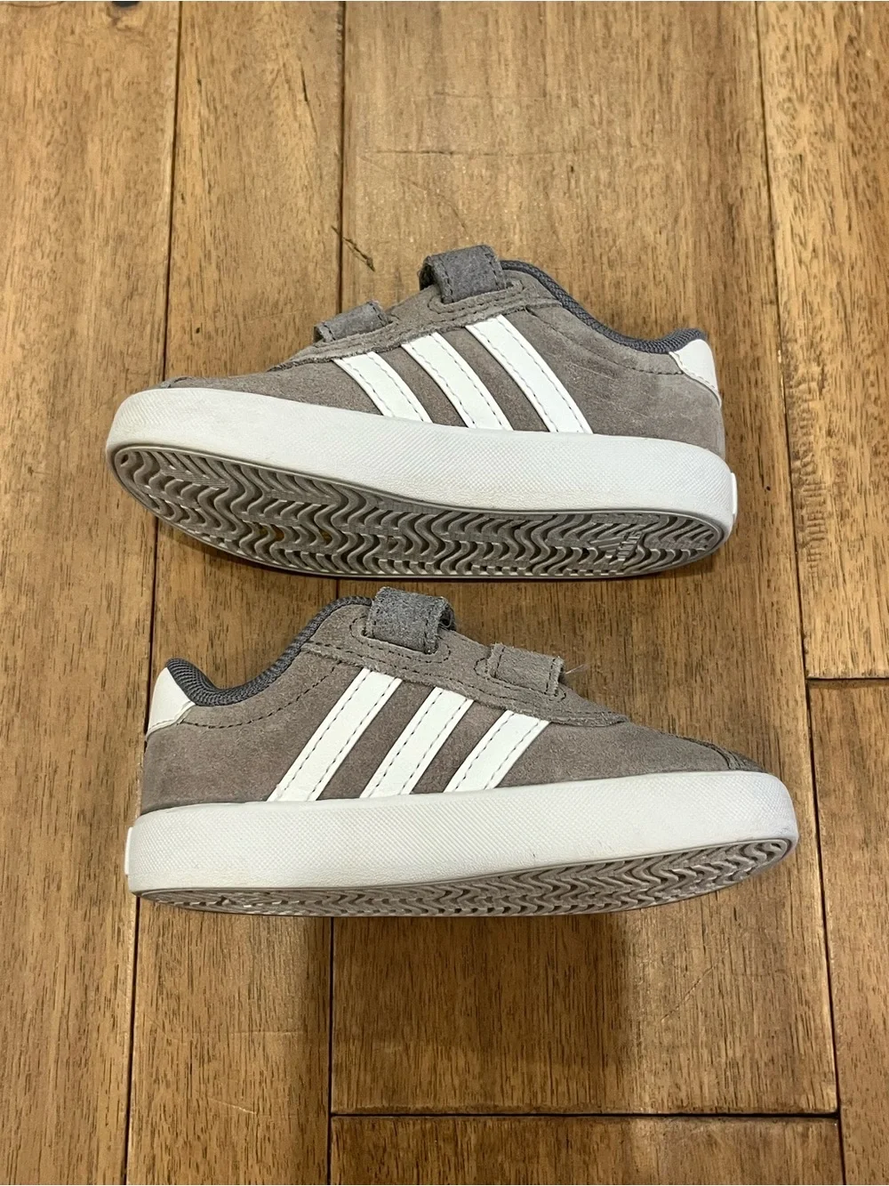 adidas Kids Gray Suede Velcro Sneakers